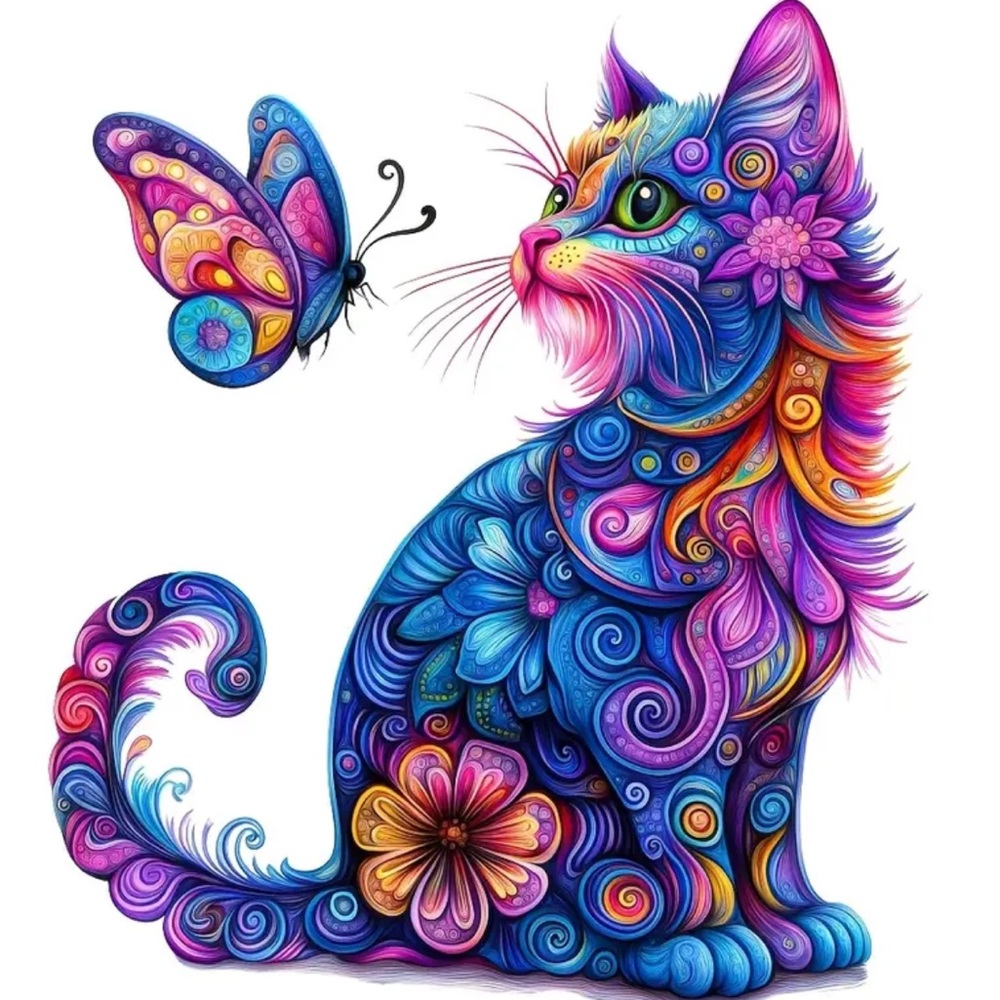 Colorful Cat heat transfer iron on.